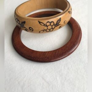 Two vintage 70’s wooden bangle bracelets